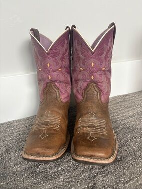 ARIAT Girls Plum Tombstone Square Toe Cowgirl Boots Size 4 Western